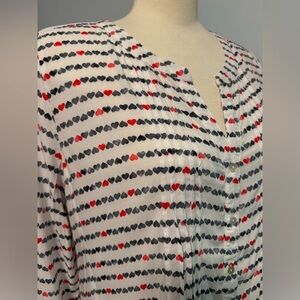 Jane & Delancey - loose long love heart patterned shirt